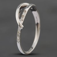 Pre-Owned White Gold Single Cut Diamond Crossover Ring 41382060
