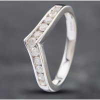 Pre-Owned 9ct White Gold Brilliant Cut Diamond Half Wishbone Ring 41382151