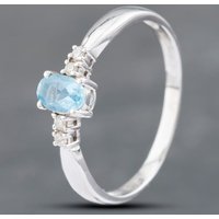Pre-Owned 14ct White Gold Blue Topaz and Diamond Dress Ring 41382215
