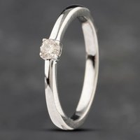 Pre-Owned 9ct White Gold Brilliant Cut Diamond Claw Set Solitaire Ring 41382328