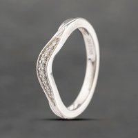 Pre-Owned 9ct White Gold 0.04ct Brilliant Cut Diamond Wishbone Ring 41382432
