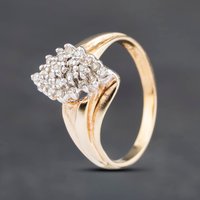 Pre-Owned 9ct Yellow Gold Diamond Marquise Cluster Ring 41382512
