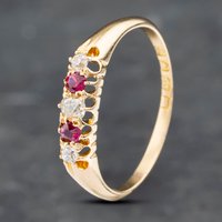 Pre-Owned 18ct Yellow Gold Ruby and Diamond Half Eternity Ring 41382601