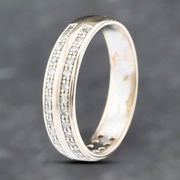 Pre-Owned 9ct White Gold 0.20ct Brilliant Cut Diamond Two Row Ring 41382654