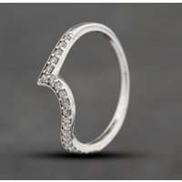 Pre-Owned 9ct White Gold Brilliant Cut Diamond 2mm Shaped Wedding Ring 41382658