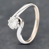 Pre-Owned 18ct White Gold Brilliant Cut Diamond Twist Solitaire Ring 41382663