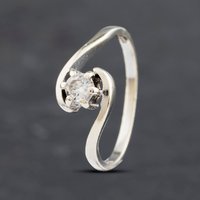 Pre-Owned 9ct White Gold 0.15ct Brilliant Cut Diamond Twist Solitaire Ring 41382828