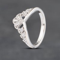 Pre-Owned 18ct White Gold 0.06ct Baguette Cut Diamond Wishbone Ring 41382920