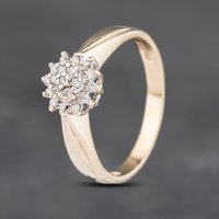Pre-Owned 9ct Yellow Gold 0.10ct Diamond Cluster Ring 41382925