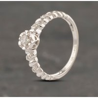 Pre-Owned 9ct White Gold 0.15ct Brilliant Cut Diamond Shoulder Set Solitaire Ring 41382975