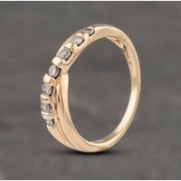 Pre-Owned 9ct Yellow Gold 0.25ct Brilliant Cut Diamond Crossover Ring 41382978