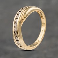 Pre-Owned 9ct Yellow Gold 0.25ct Brilliant Cut Diamond Crossover Half Eternity Ring 41383024