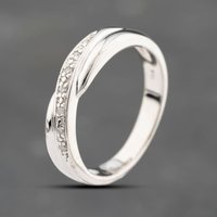 Pre-Owned 9ct White Gold 0.05ct Brilliant Cut Diamond Crossover Ring 41383027