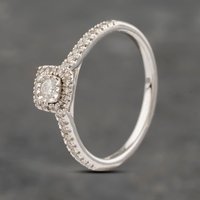 Pre-Owned 9ct White Gold 0.25ct Brilliant Cut Diamond Halo Cluster Ring 41383028