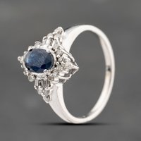 Pre-Owned 9ct White Gold Sapphire and 0.25ct Diamond Cluster Ring 41383043