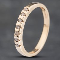 Pre-Owned 9ct Yellow Gold 0.14ct Brilliant Cut Diamond Tension Set Half Eternity Ring 41383099