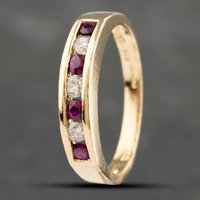 Pre-Owned 14ct Yellow Gold Ruby and 0.15ct Diamond Channel Set Half Eternity Ring 41383139