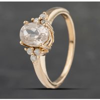 Pre-Owned 9ct Yellow Gold Kunzite and 0.12ct Diamond Dress Ring 41383164