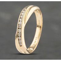 Pre-Owned 9ct Yellow Gold 0.15ct Diamond Crossover Channel Set Half Eternity Ring 41383180