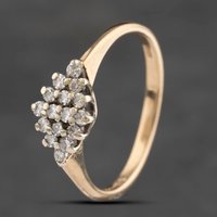 Pre-Owned 9ct Yellow Gold 0.20ct Diamond Cluster Ring 41383212