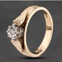 Pre-Owned 9ct Yellow Gold 0.02ct Diamond Solitaire Ring 41383222