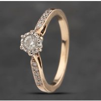 Pre-Owned 9ct Yellow Gold 0.25ct Diamond Shoulder Set Solitaire Ring 41383225
