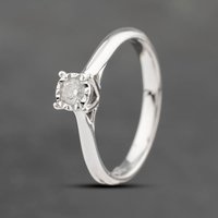 Pre-Owned 9ct White Gold 0.10ct Brilliant Cut Diamond Solitaire Ring 41383228
