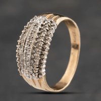 Pre-Owned 9ct Yellow Gold 0.25ct Diamond Five Row Ring 41383257