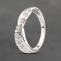 Pre-Owned 9ct White Gold 0.33ct Brilliant Cut Diamond Crossover Ring 41383261