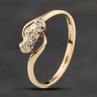 Pre-Owned 9ct Yellow Gold Diamond Three Stone Ring 41383264