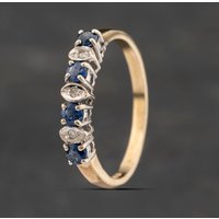 Pre-Owned 9ct Yellow Gold Sapphire and Diamond Half Eternity Ring 41383301