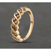Pre-Owned 9ct Yellow Gold 0.42ct Cognac Diamond Two Row Dress Ring 41383351