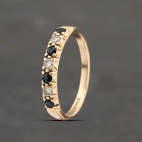 Pre-Owned 9ct Yellow Gold Sapphire and Diamond Half Eternity Ring 41383369