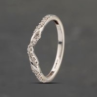 Pre-Owned 9ct White Gold 0.15ct Brilliant Cut Diamond Wishbone Ring 41383379