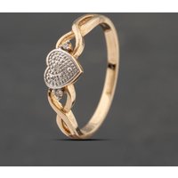 Pre-Owned 9ct Yellow Gold Brilliant Cut Diamond Heart Dress Ring 41383384
