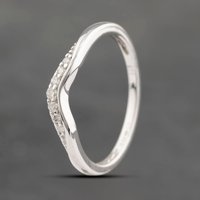 Pre-Owned 9ct White Gold 0.05ct Brilliant Cut Diamond Half Wishbone Ring 41383410