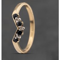 Pre-Owned 9ct Yellow Gold Sapphire and Diamond Half Wishbone Ring 41383463