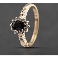 Pre-Owned 9ct Yellow Gold Sapphire and Diamond Cluster Ring 41383466