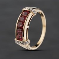 Pre-Owned 9ct Yellow Gold Ruby and Diamond Dress Ring 41383506