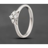 Pre-Owned 9ct White Gold 0.16ct Brilliant Cut Diamond Boat Shaped Four Stone Ring 41383512