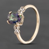 Pre-Owned 9ct Yellow Gold Mystic Topaz and Diamond Dress Ring 41383548