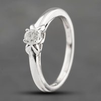 Pre-Owned 9ct White Gold 0.20ct Brilliant Cut Diamond Round Solitaire Ring 41383558