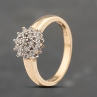 Pre-Owned 9ct Yellow Gold 0.25ct Brilliant Cut Diamond Cluster Ring 41383611