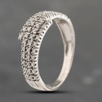 Pre-Owned 9ct White Gold Diamond Four Row Ring 41383614