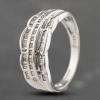 Pre-Owned 9ct White Gold 0.33ct Diamond Three Row Ring 41383617