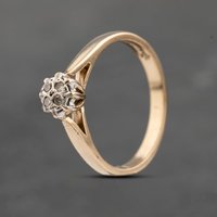 Pre-Owned 9ct Yellow Gold 0.04ct Diamond Cluster Ring 41383650
