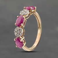 Pre-Owned 9ct Yellow Gold Ruby and 0.20ct Diamond Half Eternity Ring 41383654