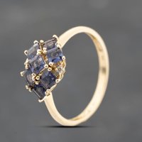 Pre-Owned 9ct Yellow Gold Tanzanite and 0.02ct Diamond Dress Ring 41383671