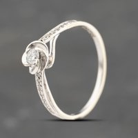Pre-Owned 9ct White Gold 0.20ct Brilliant Cut Diamond Shoulder Set Solitaire Ring 41383693