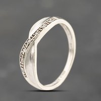 Pre-Owned 9ct White Gold 0.05ct Brilliant Cut Diamond Crossover Ring 41383700